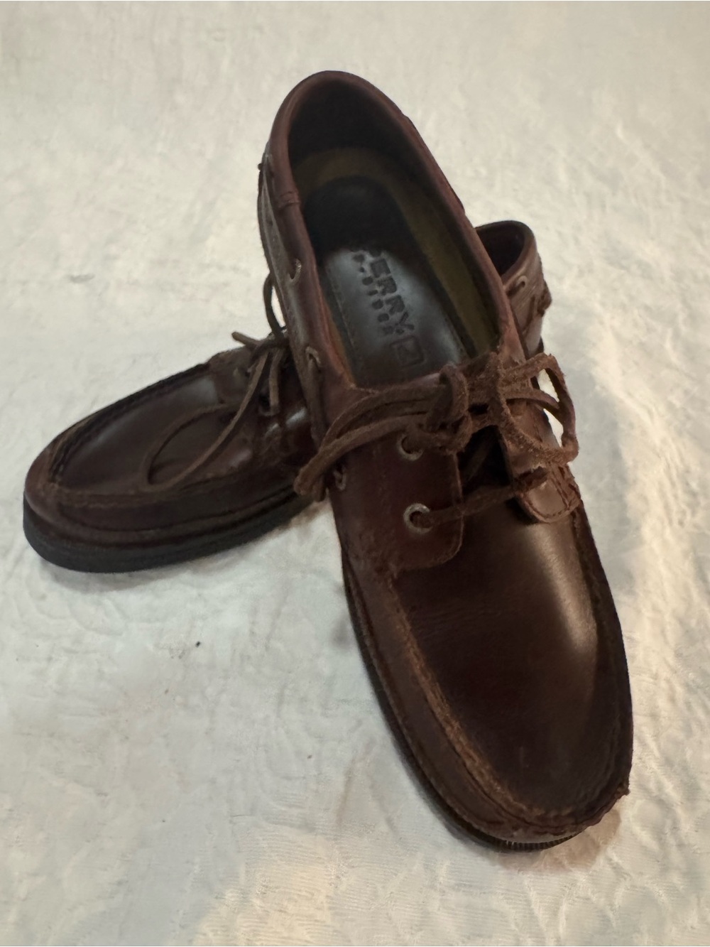 Vintage Sperry Top-Sider Men’s 8.5 M Brown Leather Boat Shoes Deck Moc Toe